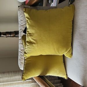 NWT pair of yellow velvet accent pillows